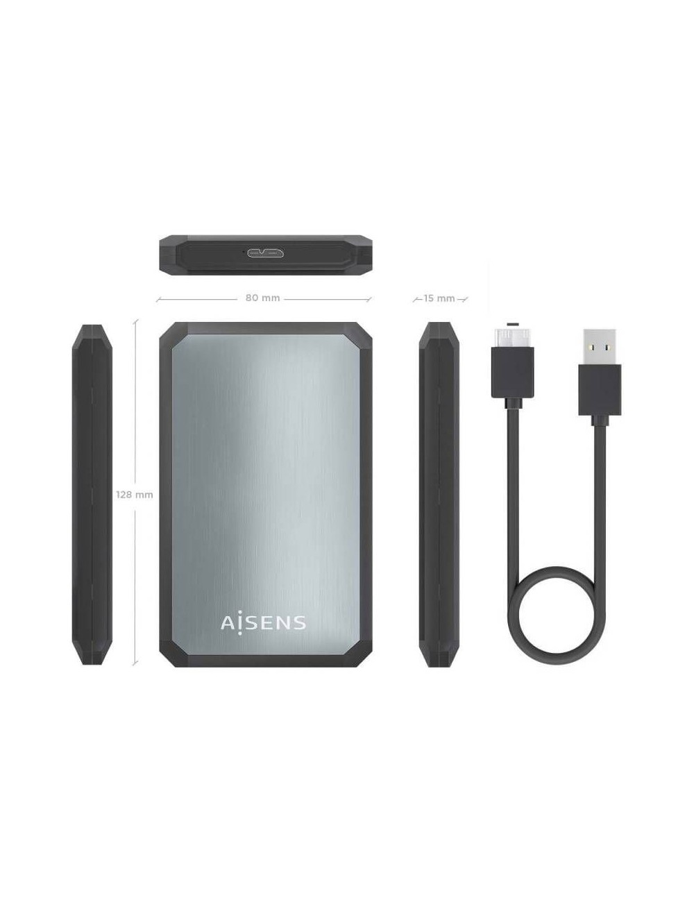 Caja Externa para Disco Duro de 2.5' Aisens ASE-2529B/ USB 3.1/ Sin tornillos