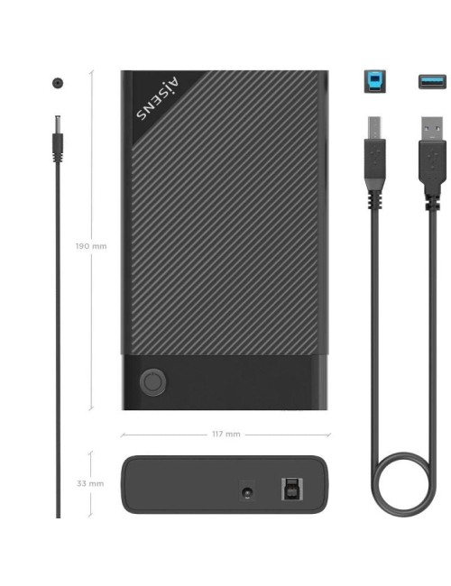 Caja Externa para Disco Duro de 3.5' Aisens ASE-3529B/ USB 3.1/ Sin tornillos