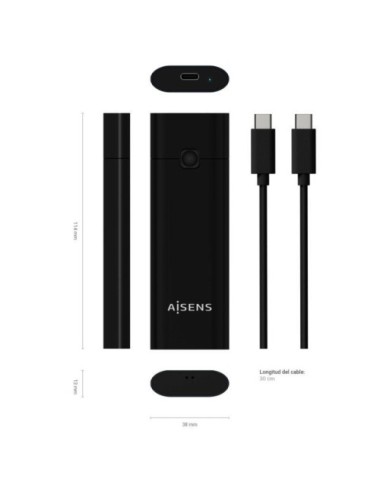 Caja Externa para Disco SSD M.2 NVMe Aisens ASM2-020B/ USB 3.2 Gen2/ Sin Tornillos