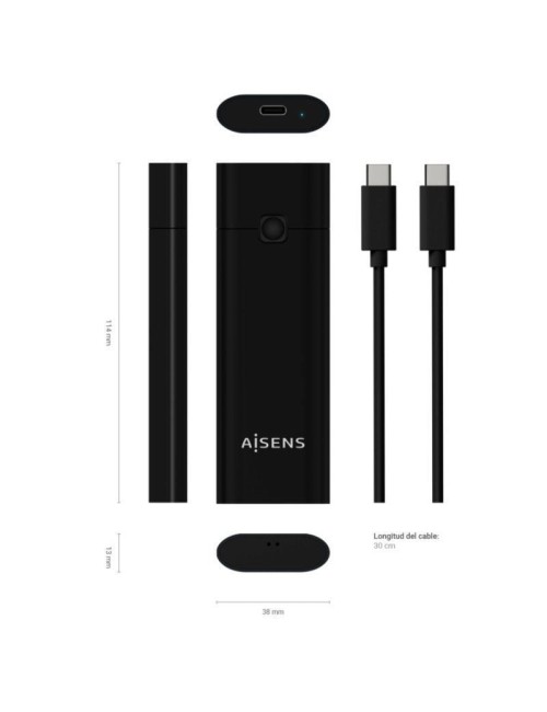 Caja Externa para Disco SSD M.2 NVMe Aisens ASM2-020B/ USB 3.2 Gen2/ Sin Tornillos