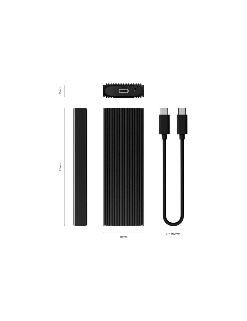 Caja Externa para Disco SSD M.2 NVMe Aisens ASM2-022B/ USB 3.2/ Sin tornillos
