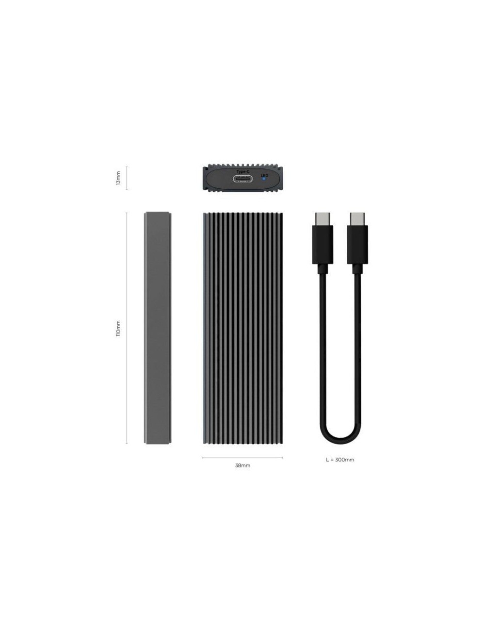 Caja Externa para Disco SSD M.2 NVMe Aisens ASM2-023GR/ USB 3.2/ Sin tornillos