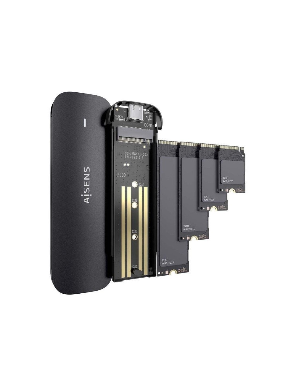 Caja Externa para Disco SSD M.2 NVMe Aisens ASM2-024B/ USB 3.2/ Sin tornillos