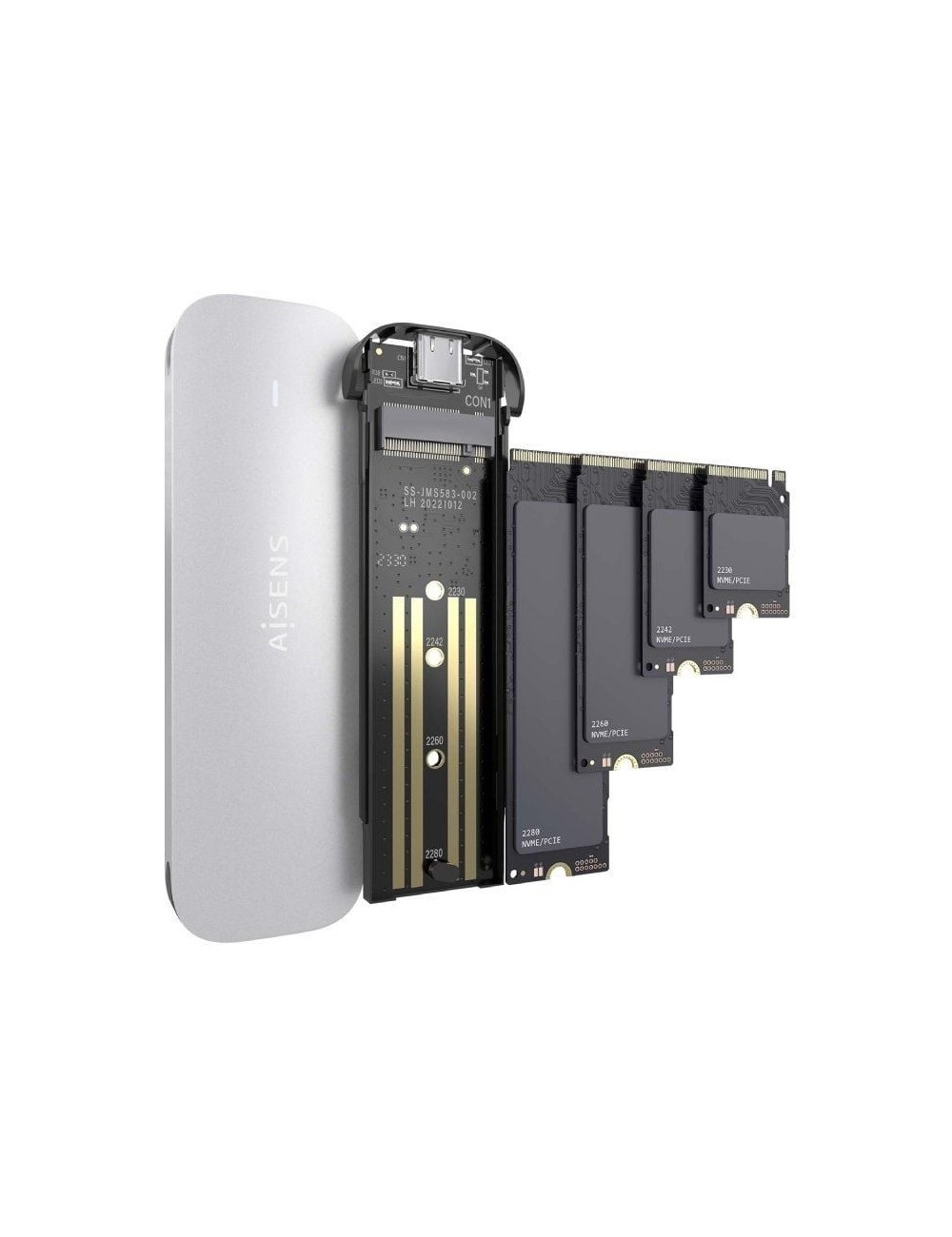 Caja Externa para Disco SSD M.2 NVMe Aisens ASM2-025SL/ USB 3.2/ Sin tornillos