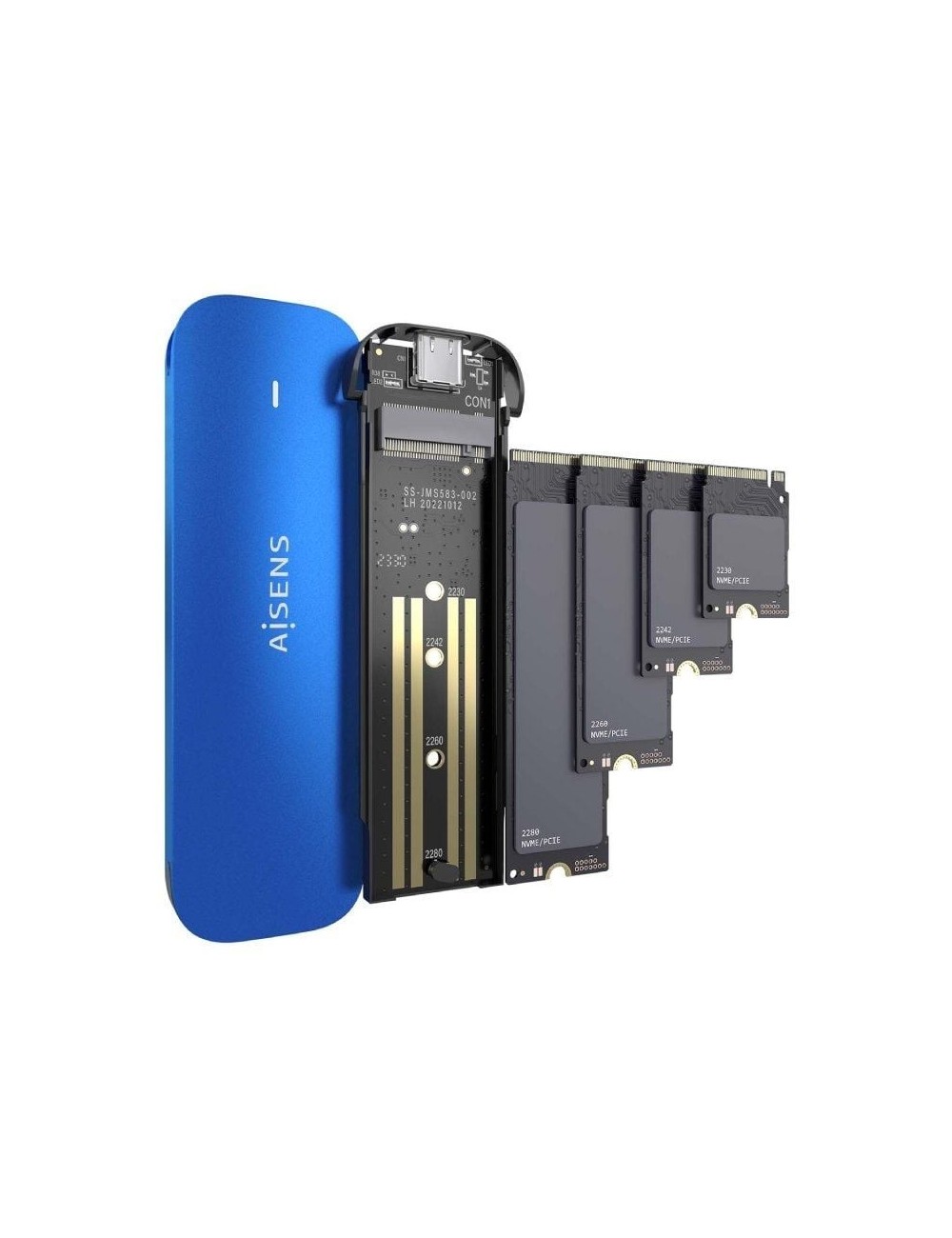 Caja Externa para Disco SSD M.2 NVMe Aisens ASM2-026BLU/ USB 3.2/ Sin tornillos