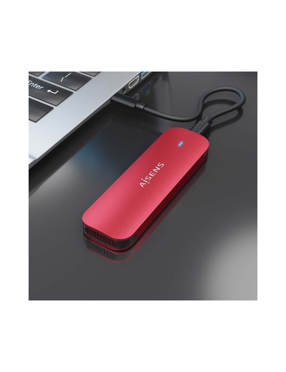 Caja Externa para Disco SSD M.2 NVMe Aisens ASM2-027RED/ USB 3.2/ Sin tornillos
