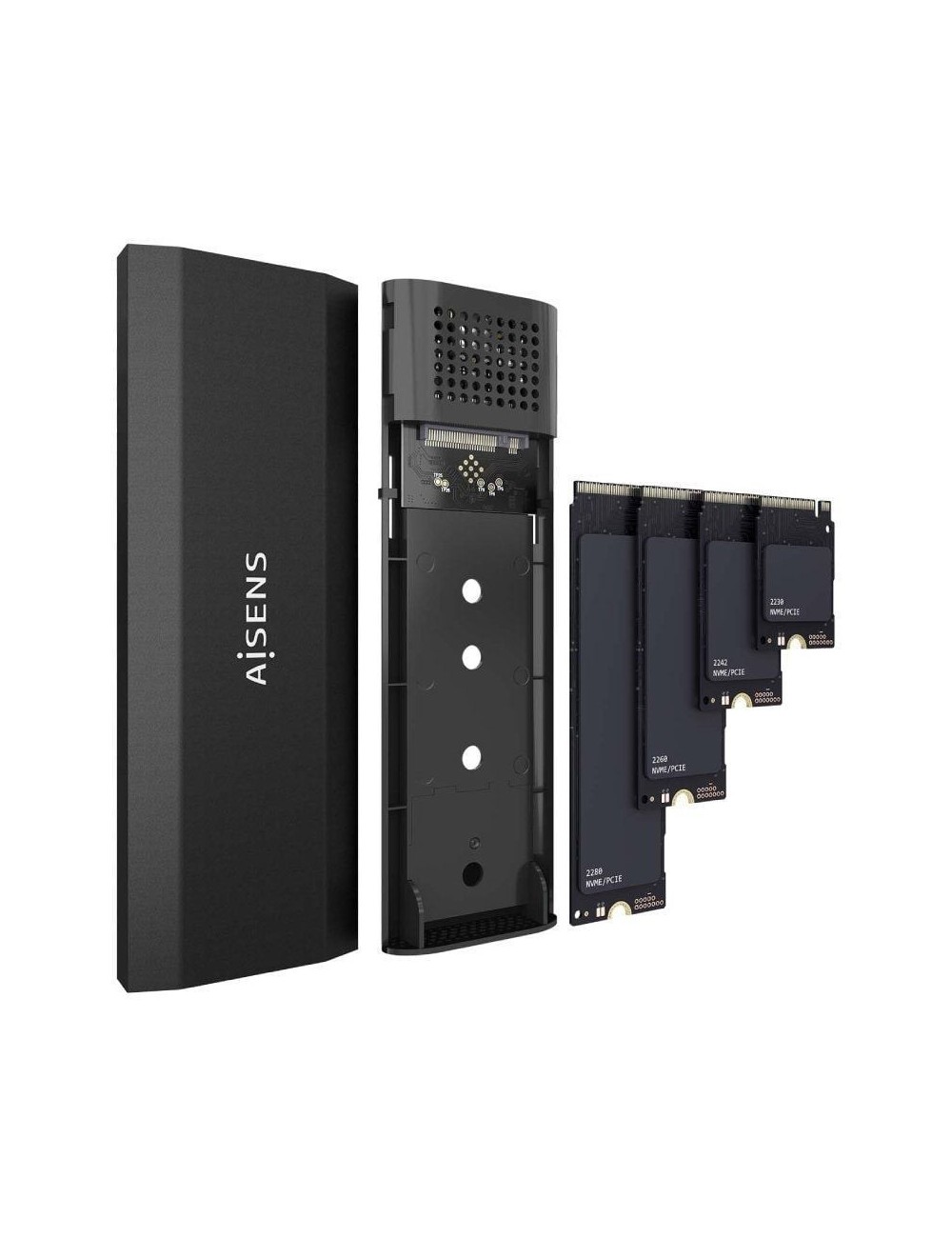Caja Externa para Disco SSD M.2 NVMe Aisens ASM2-028B/ USB 3.2/ Sin tornillos