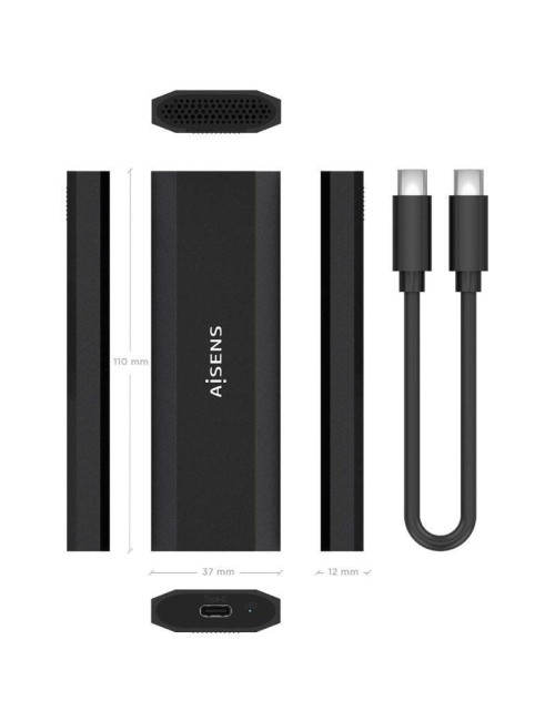 Caja Externa para Disco SSD M.2 NVMe Aisens ASM2-028B/ USB 3.2/ Sin tornillos