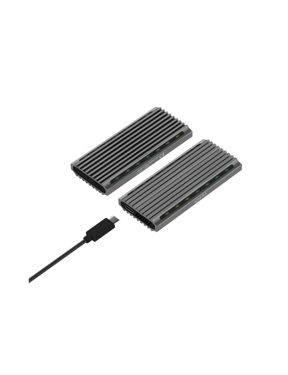 Caja Externa para Disco SSD M.2 SATA/NVMe Aisens ASM2-RGB011GR/ USB 3.2 Gen2/ Sin Tornillos