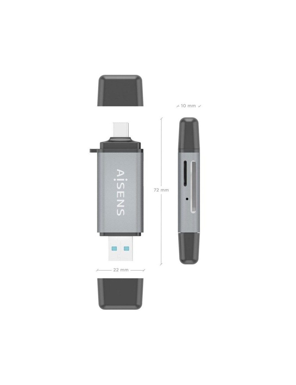 Lector de Tarjetas Externo Aisens ASCR-2AC11-GR/ USB 3.1