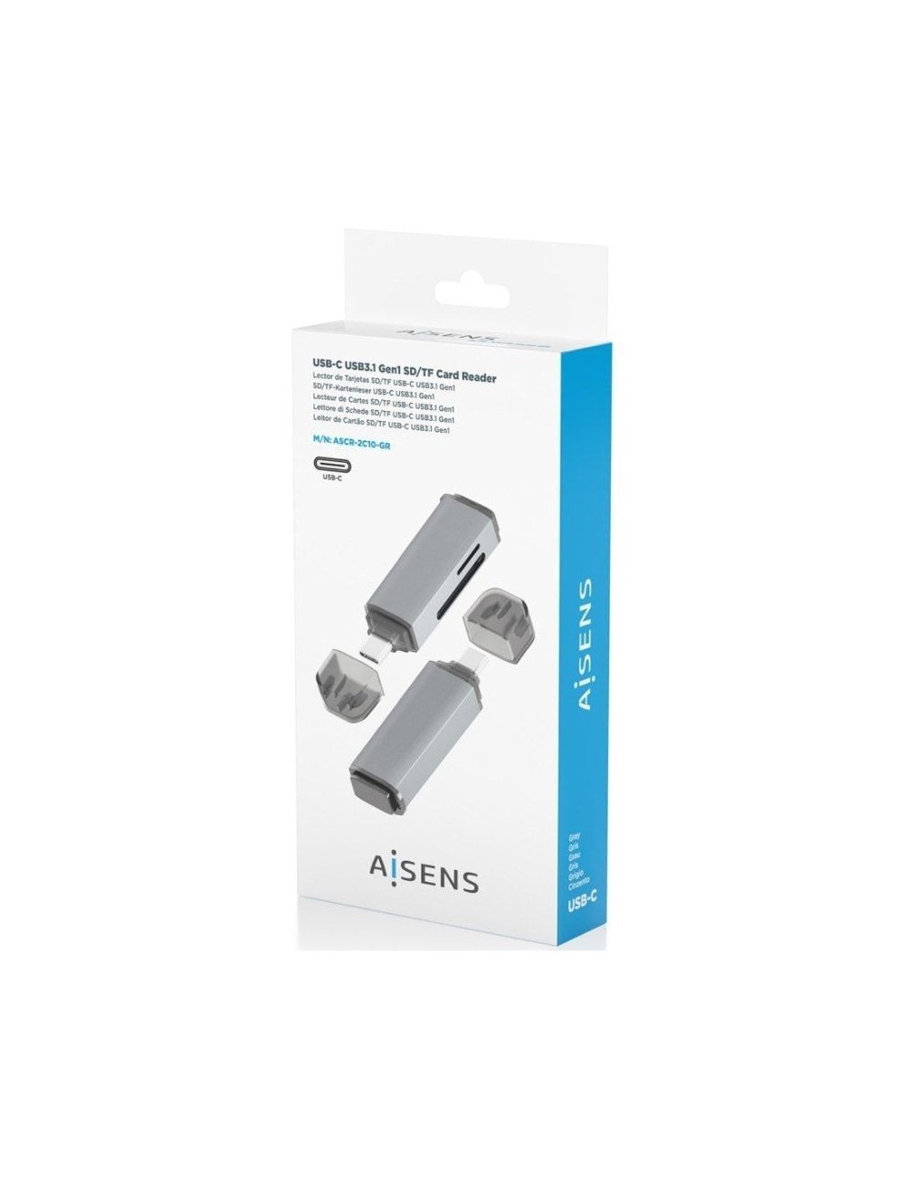 Lector de Tarjetas Externo Aisens ASCR-2C10-GR/ USB 3.1