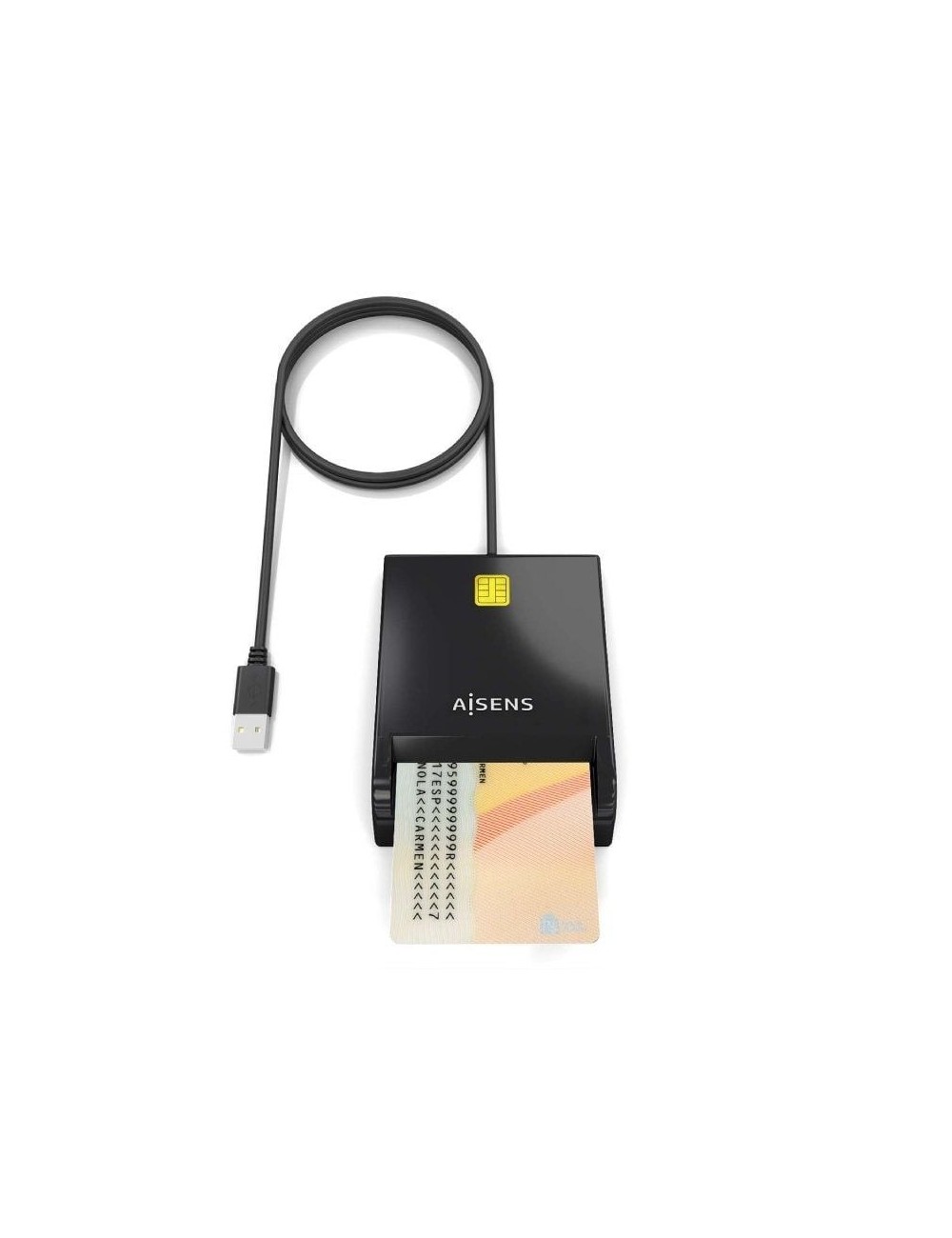 Lector de DNI y Tarjetas Aisens ASCR-SN06-BK/ USB 2.0/ Negro