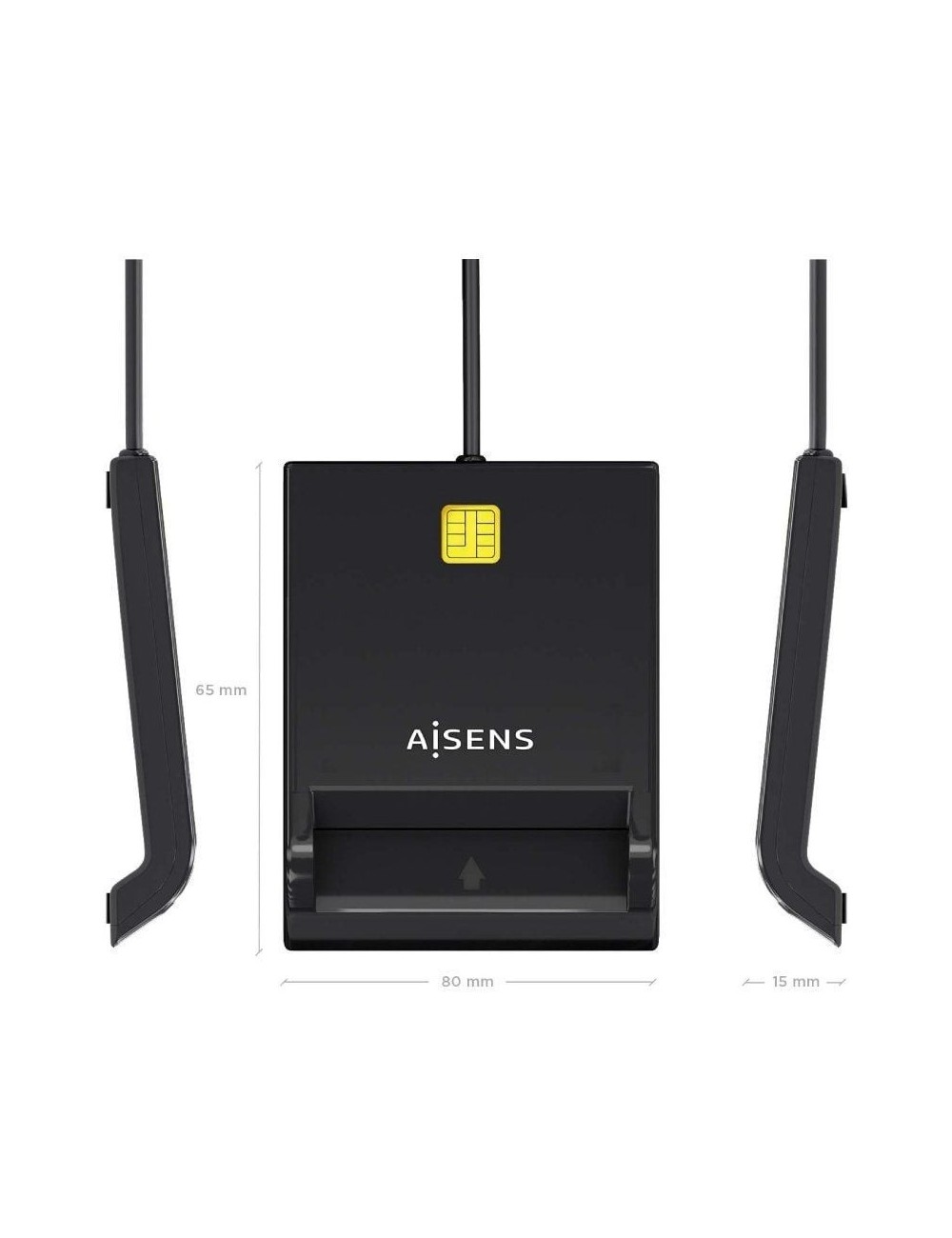 Lector de DNI y Tarjetas Aisens ASCR-SN06-BK/ USB 2.0/ Negro