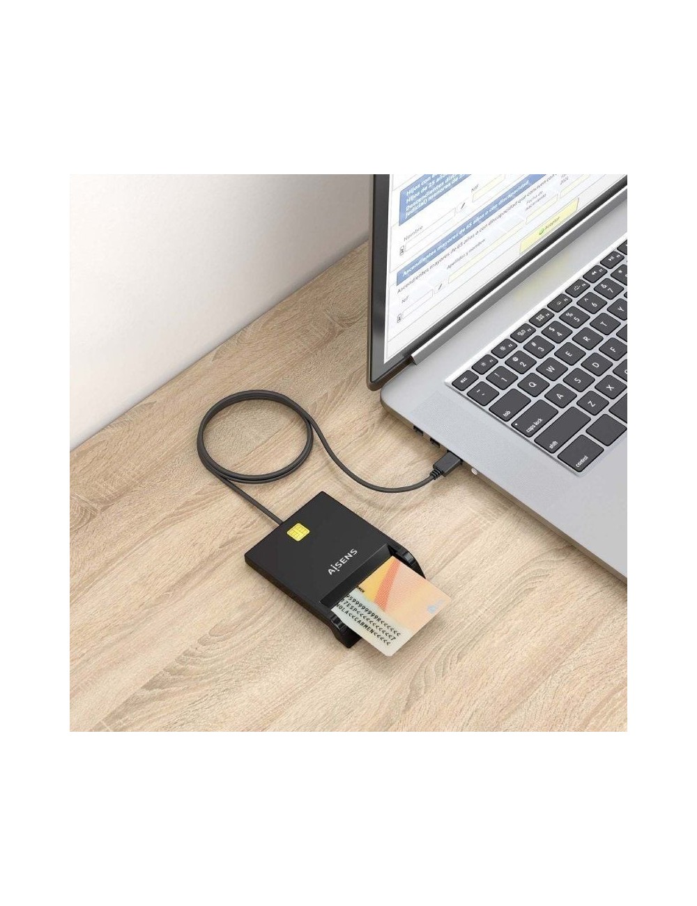 Lector de DNI y Tarjetas Aisens ASCR-SN06-BK/ USB 2.0/ Negro