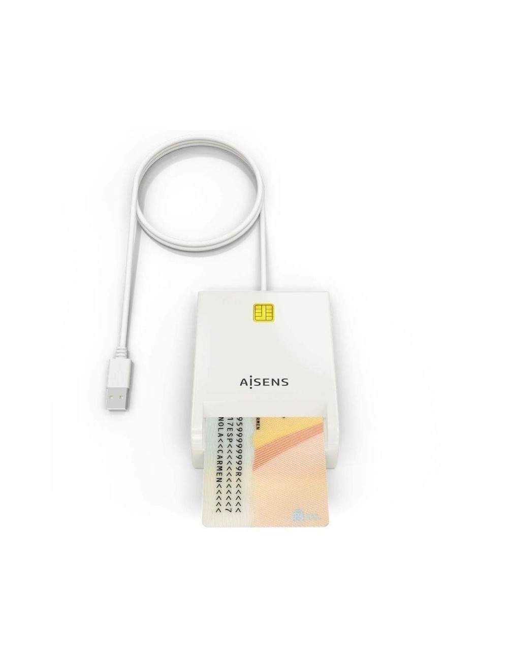 Lector de DNI y Tarjetas Aisens ASCR-SN07-W/ USB 2.0/ Blanco