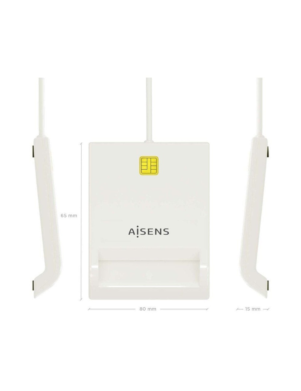 Lector de DNI y Tarjetas Aisens ASCR-SN07-W/ USB 2.0/ Blanco