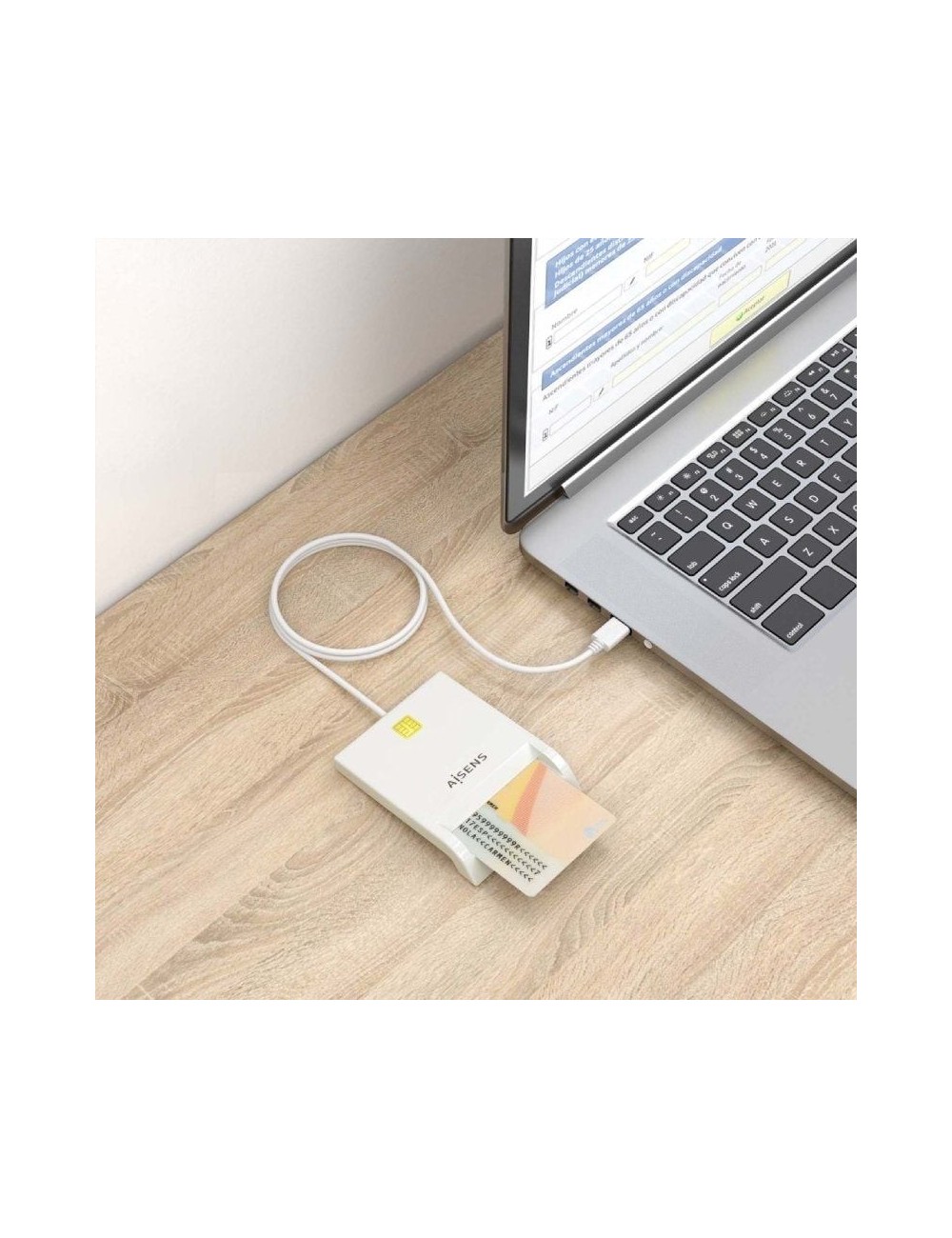 Lector de DNI y Tarjetas Aisens ASCR-SN07-W/ USB 2.0/ Blanco