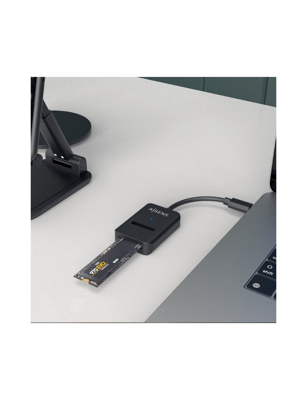 Dock USB Tipo-C para SSD M2 SATA/NVMe Aisens ASUC-M2D011-BK/ Negro