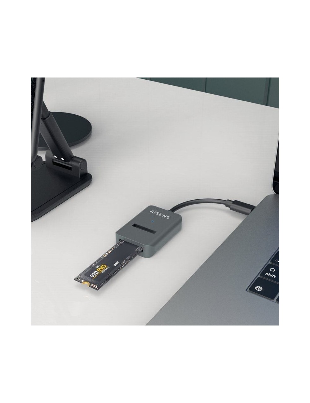 Dock USB Tipo-C para SSD M2 SATA/NVMe Aisens ASUC-M2D012-GR/ Gris