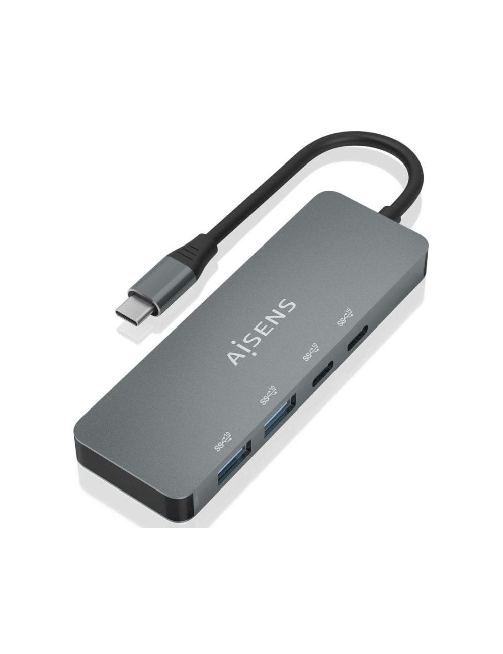 Hub USB Tipo-C Aisens A109-0694/ 2xUSB/ 2xUSB Tipo-C/ Gris