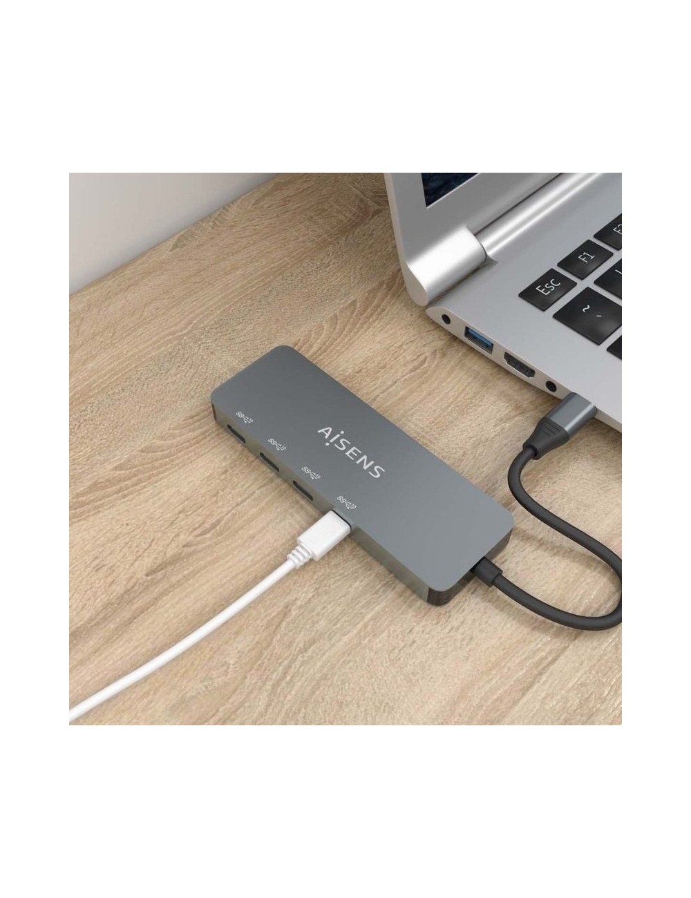 Hub USB Tipo-C Aisens A109-0695/ 4xUSB Tipo-C/ Gris