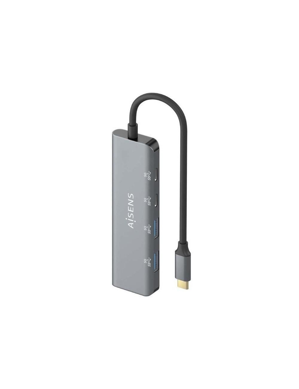 Hub USB Tipo-C Aisens A109-0763/ 2xUSB/ 2xUSB Tipo-C/ Gris