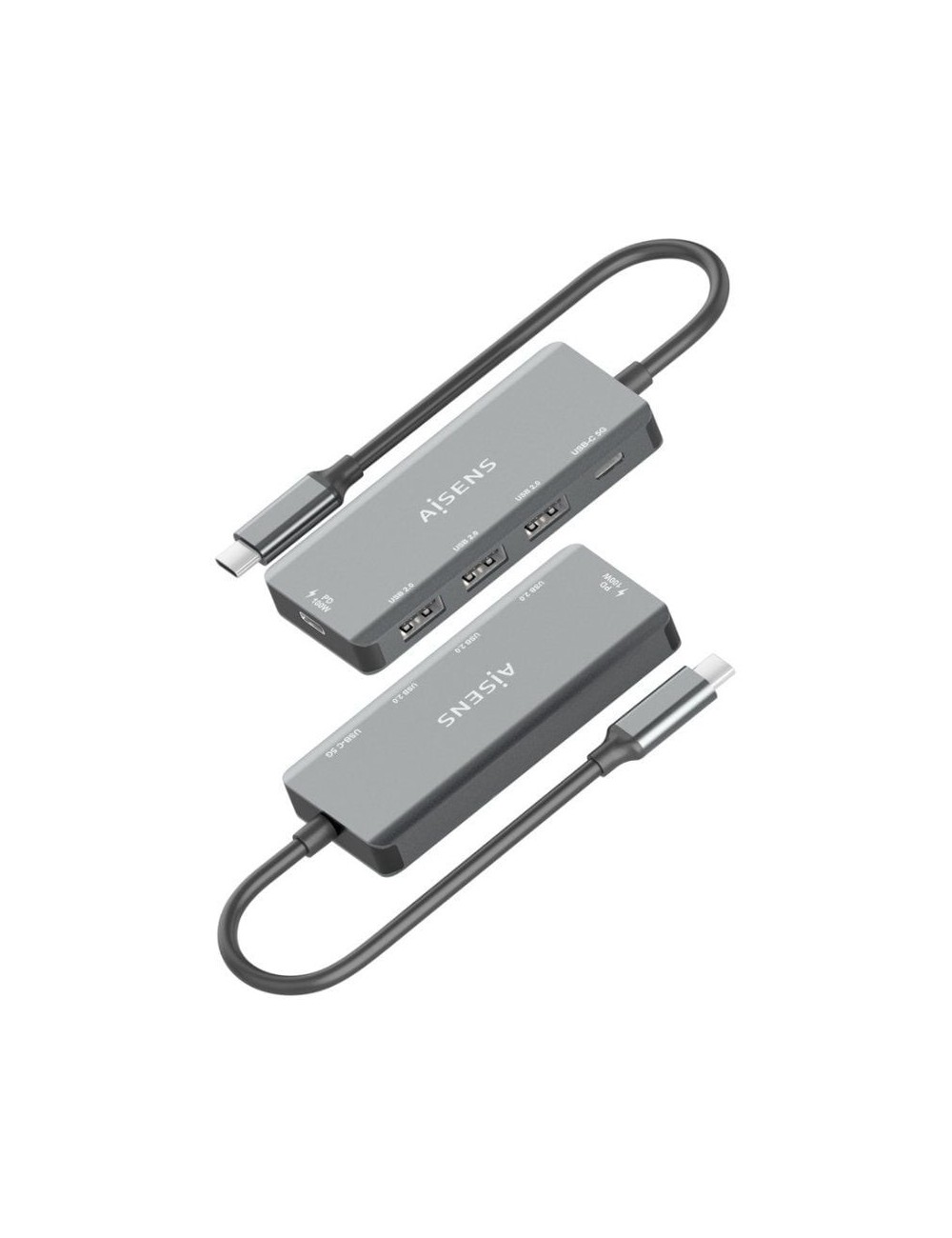 Hub USB Tipo-C Aisens A109-0945/ 3xUSB/ 1xUSB Tipo-C/ 1xUSB Tipo-C PD/ Gris