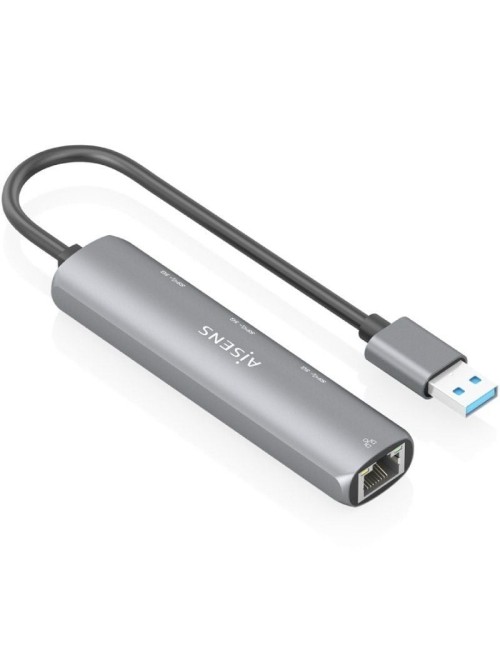 Hub USB Aisens ASUC-4P034-GR/ 3xUSB/ 1xRJ45/ Gris