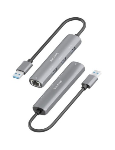 Hub USB Aisens ASUC-4P034-GR/ 3xUSB/ 1xRJ45/ Gris