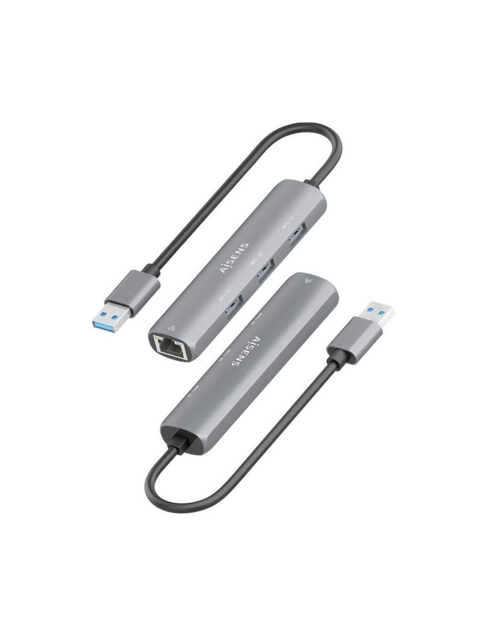 Hub USB Aisens ASUC-4P034-GR/ 3xUSB/ 1xRJ45/ Gris
