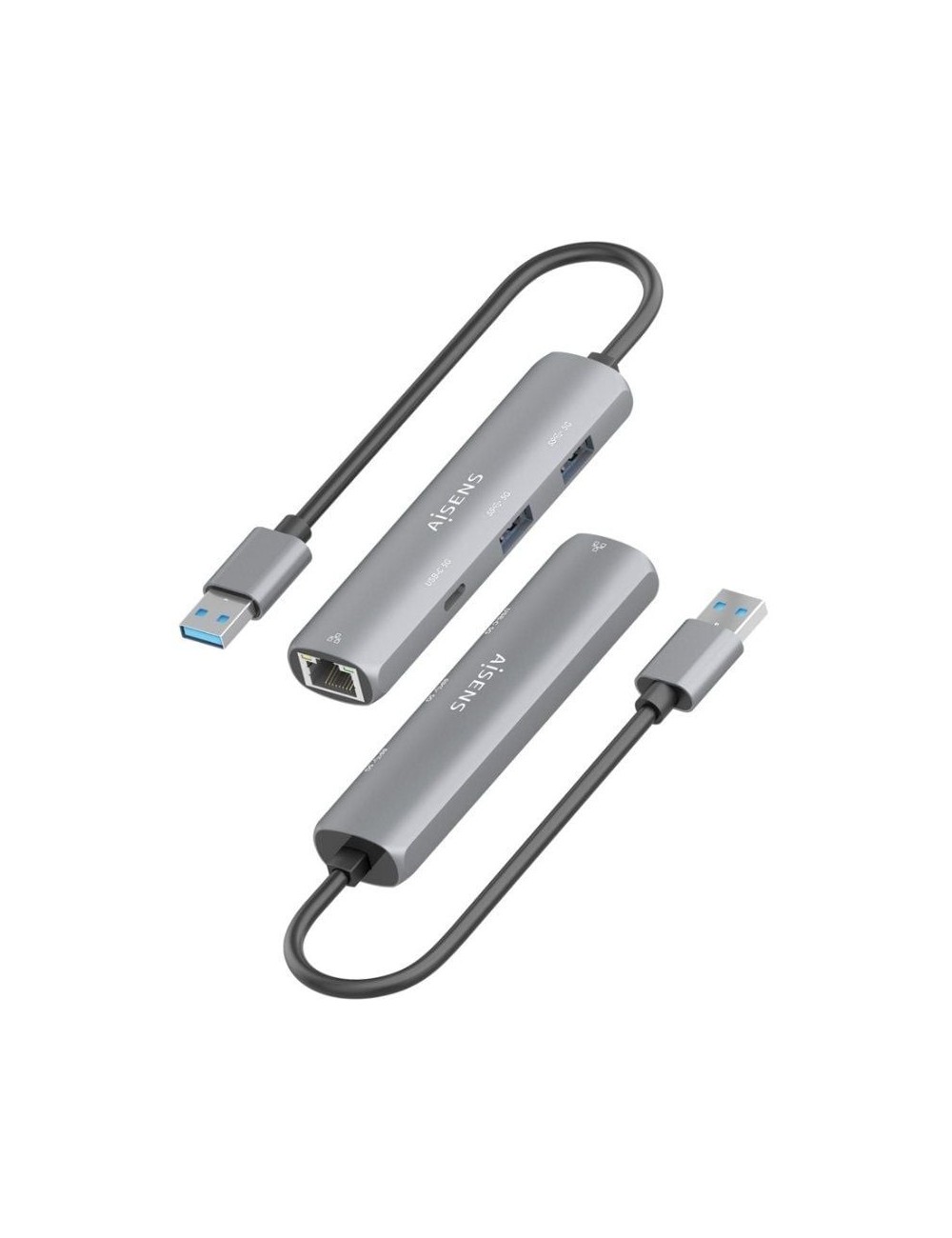 Hub USB Aisens ASUC-4P035-GR/ 1xUSB Tipo-C/ 2xUSB/ 1xRJ45/ Gris