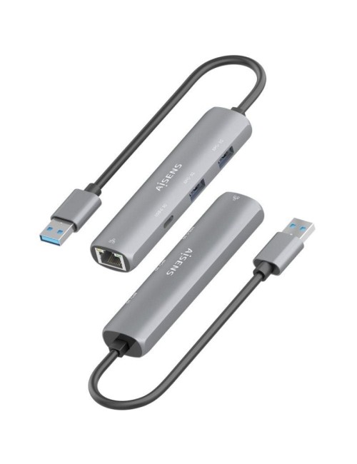 Hub USB Aisens ASUC-4P035-GR/ 1xUSB Tipo-C/ 2xUSB/ 1xRJ45/ Gris