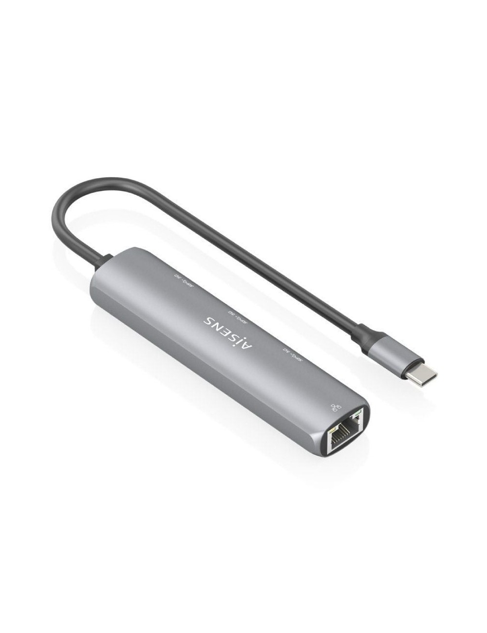 Hub USB Tipo-C Aisens ASUC-4P038-GR/ 3xUSB/ 1xRJ45/ Gris