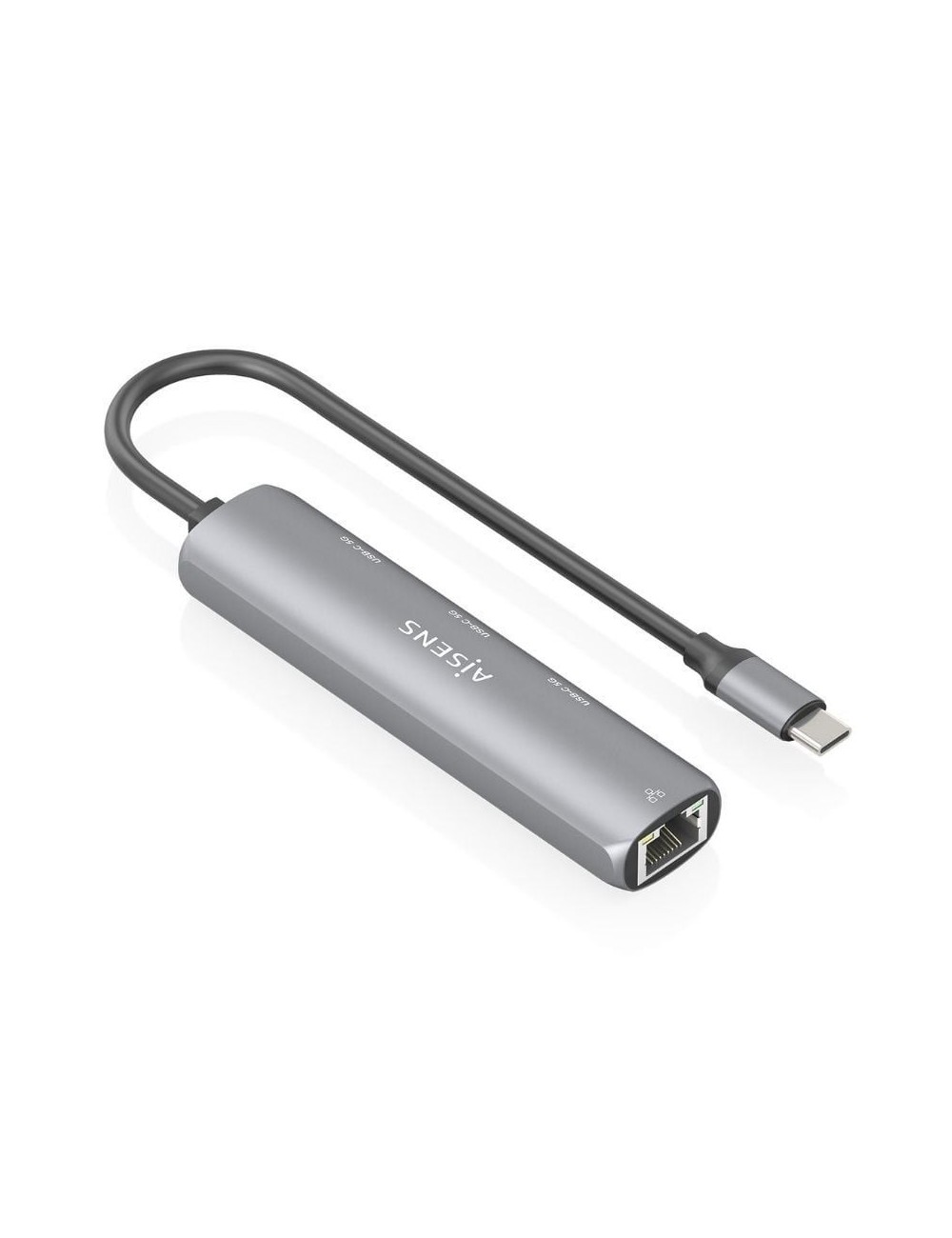 Hub USB Tipo-C Aisens ASUC-4P041-GR/ 3xUSB Tipo-C/ 1xRJ45/ Gris