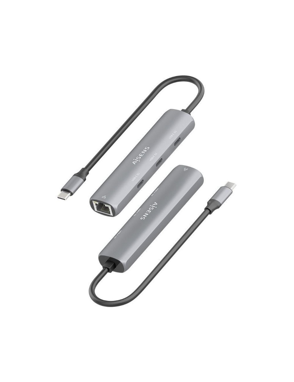 Hub USB Tipo-C Aisens ASUC-4P041-GR/ 3xUSB Tipo-C/ 1xRJ45/ Gris