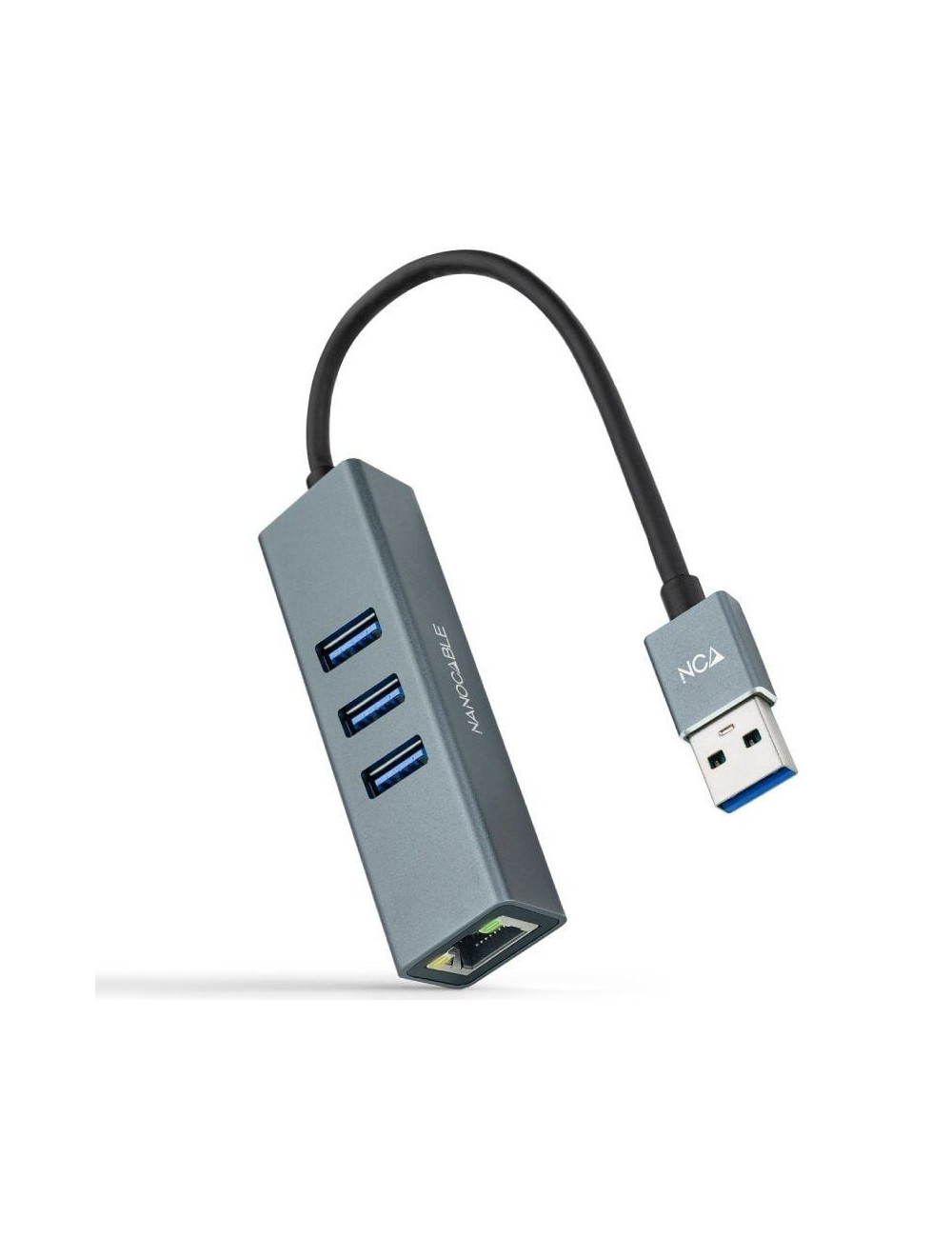 Hub USB 3.0 Nanocable 10.03.0407/ 3xUSB/ 1xRJ45/ Gris