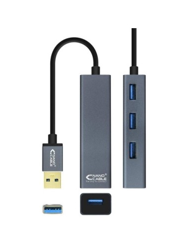 Hub USB 3.0 Nanocable 10.16.4402/ 4xUSB/ Gris