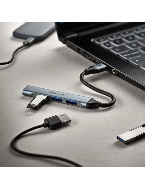 Hub USB NGS IHUB4 Micro/ 4xUSB/ Gris