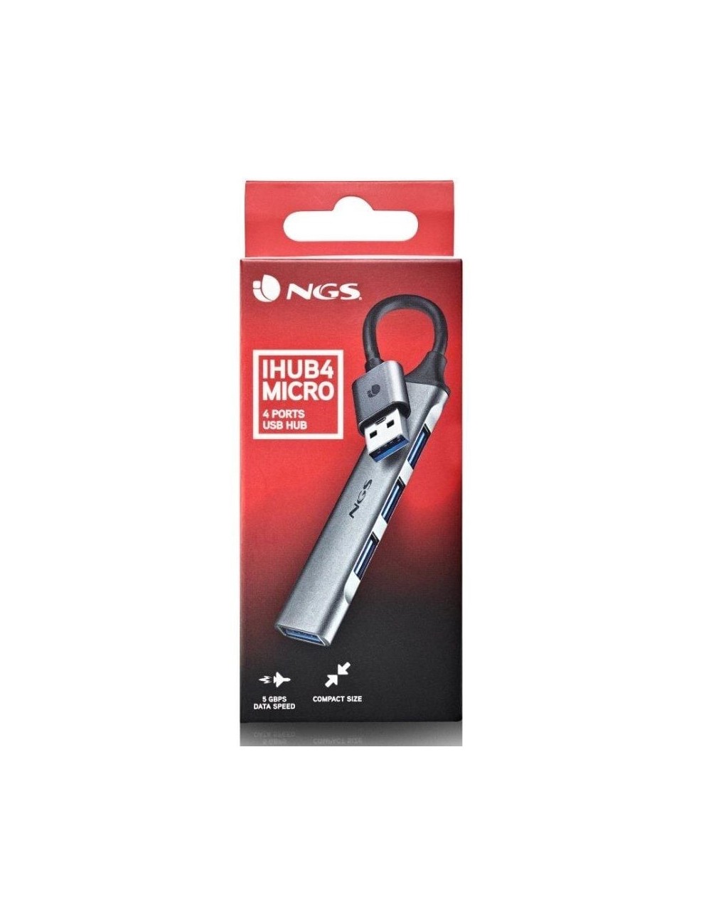 Hub USB NGS IHUB4 Micro/ 4xUSB/ Gris