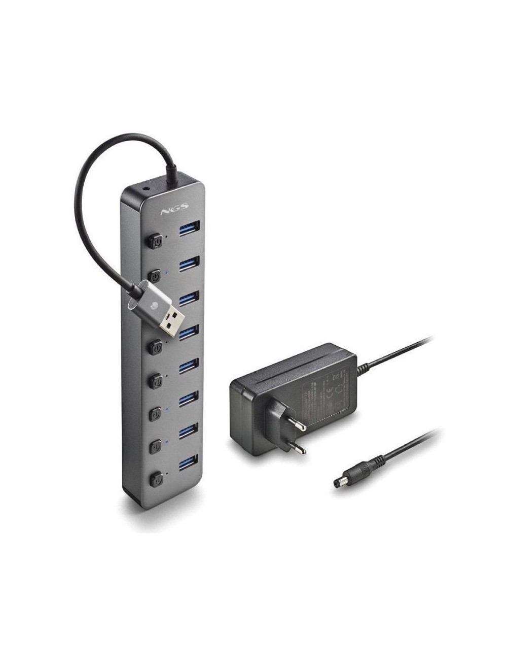 Hub USB NGS IHUB8 / 8xUSB 3.0/ Gris