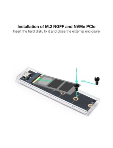 Caja Externa para Disco SSD M.2 NVMe TooQ TQE-2200/ USB 3.1 Gen2/ Sin tornillos