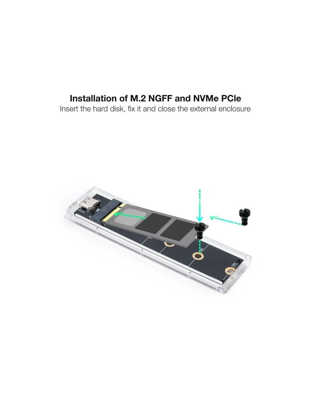 Caja Externa para Disco SSD M.2 NVMe TooQ TQE-2200/ USB 3.1 Gen2/ Sin tornillos