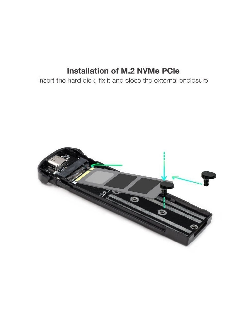 Caja Externa para Disco SSD M.2 NVMe TooQ TQE-2201B/ USB 3.1 Gen2/ Sin tornillos