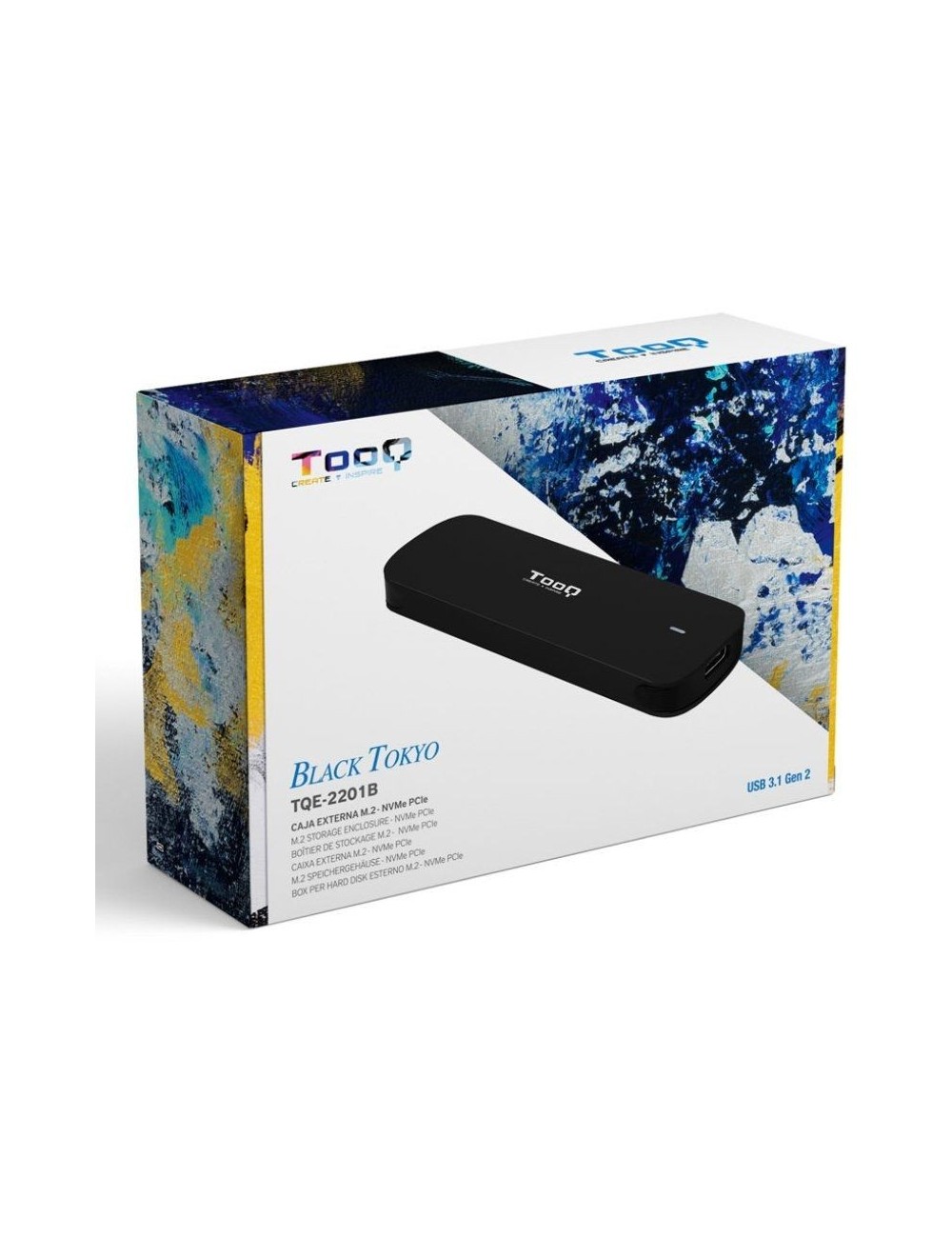 Caja Externa para Disco SSD M.2 NVMe TooQ TQE-2201B/ USB 3.1 Gen2/ Sin tornillos