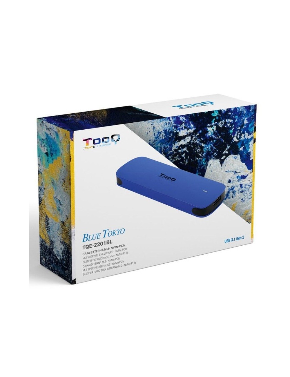 Caja Externa para Disco SSD M.2 NVMe TooQ TQE-2201BL/ USB 3.1 Gen1/ Sin tornillos