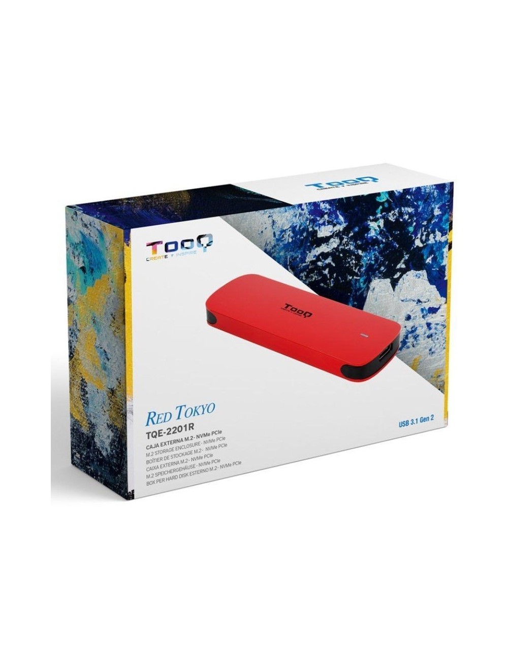 Caja Externa para Disco SSD M.2 NVMe TooQ TQE-2201R/ USB 3.1 Gen2/ Sin tornillos