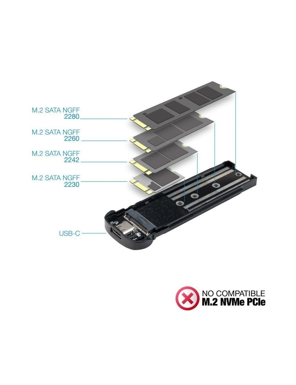 Caja Externa para Disco SSD M.2 TooQ TQE-2202S/ USB 3.1 Gen1/ Sin tornillos