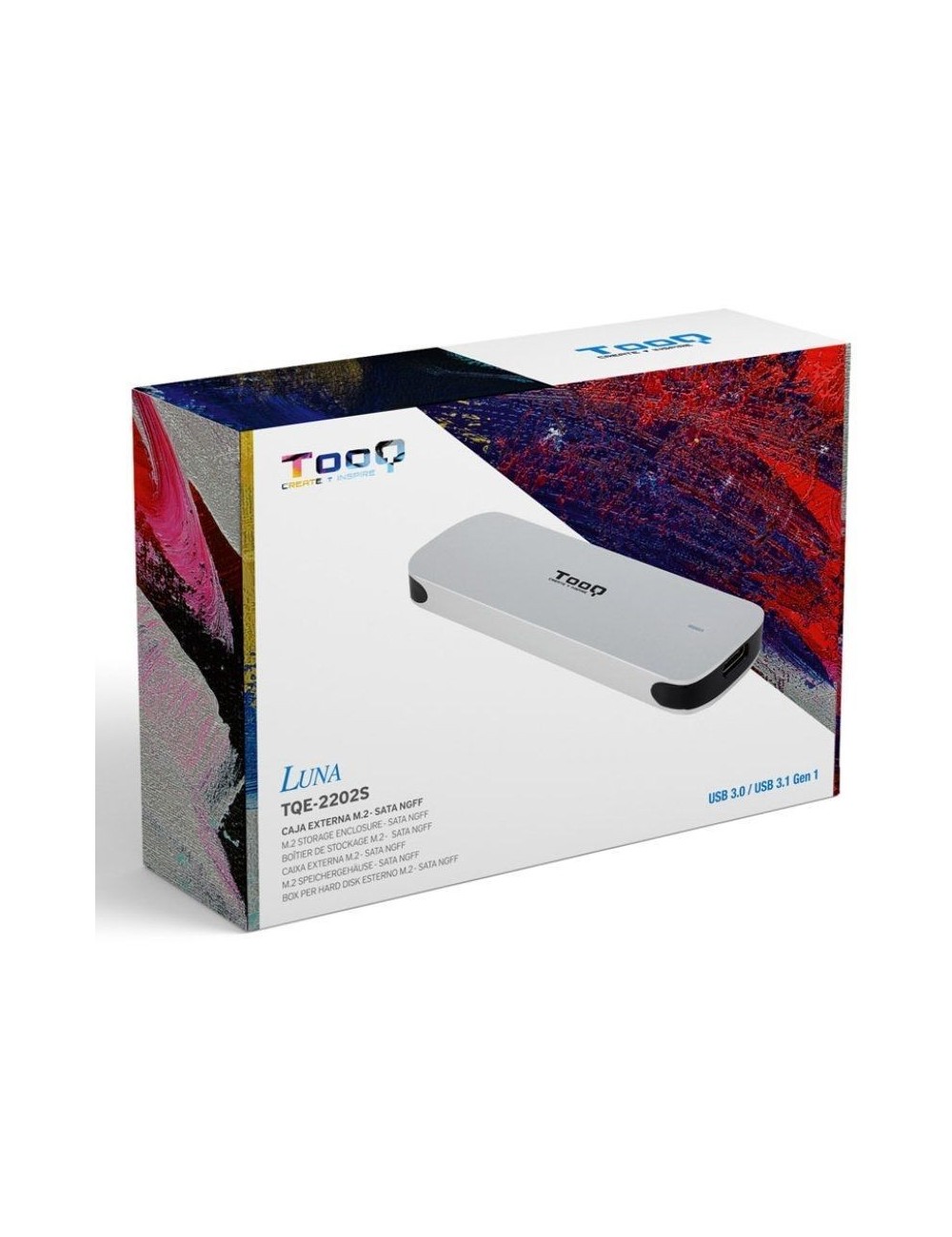 Caja Externa para Disco SSD M.2 TooQ TQE-2202S/ USB 3.1 Gen1/ Sin tornillos