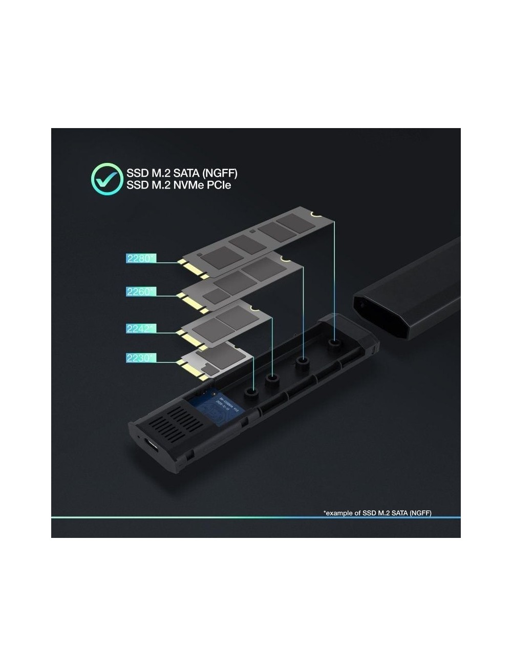 Caja Externa para Disco SSD M.2 NVMe TooQ TQE-2223B/ USB 3.2/ Sin tornillos
