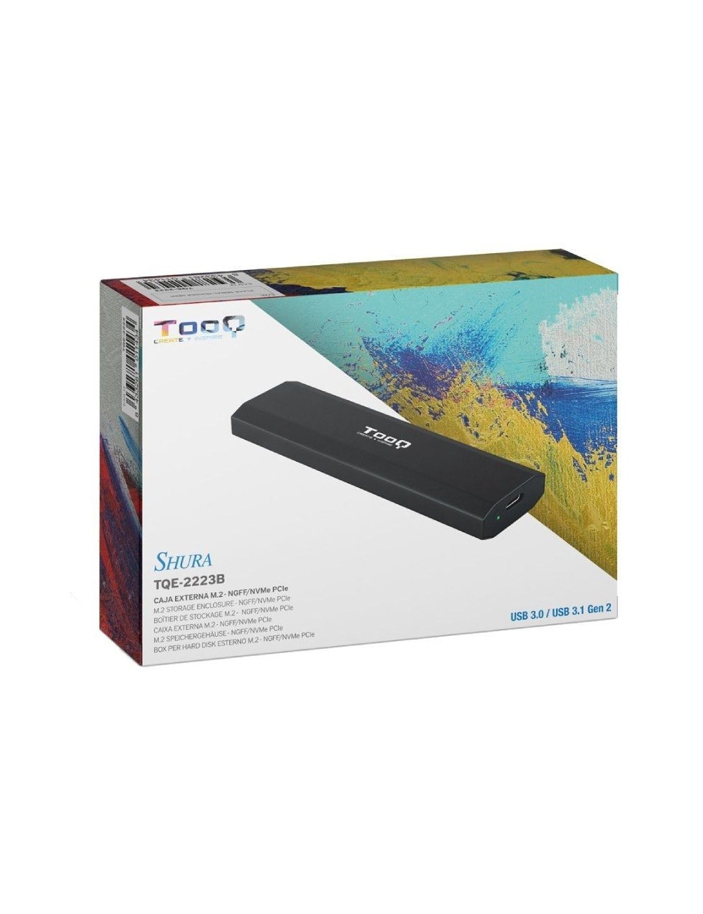 Caja Externa para Disco SSD M.2 NVMe TooQ TQE-2223B/ USB 3.2/ Sin tornillos